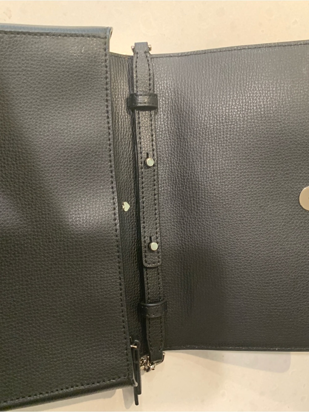 Kate Spade Small Compact Size Black Leather Chain Crossbody Bag no flaws - Picture 4 of 6
